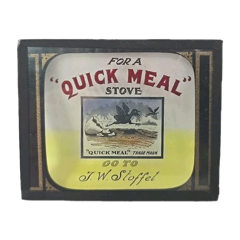 Magic Lantern Glass Slides Quick Meal Stove Glass Go To J.W. Stoffel‎ Antiq PB75